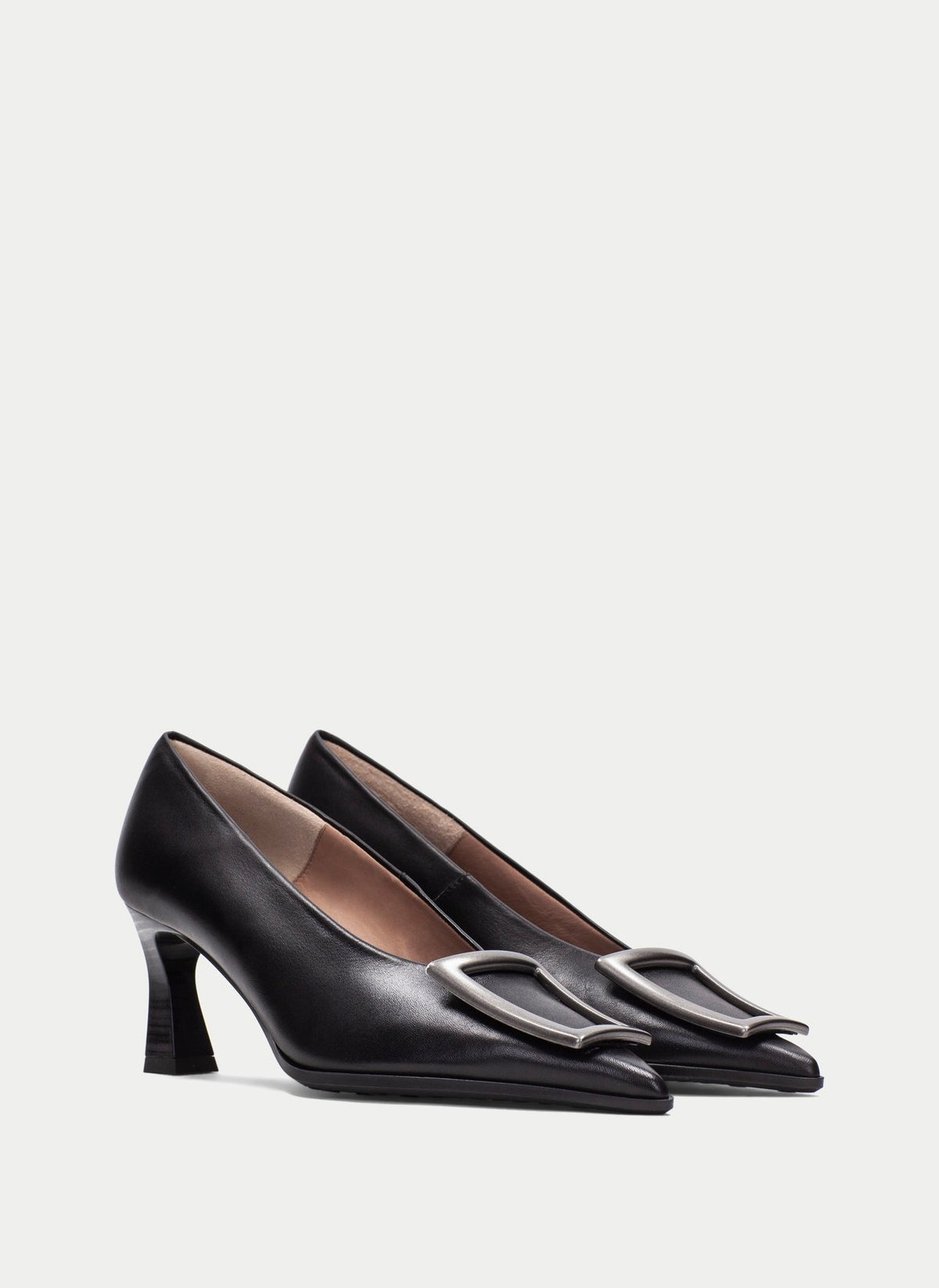 Hispanitas black leather court shoes