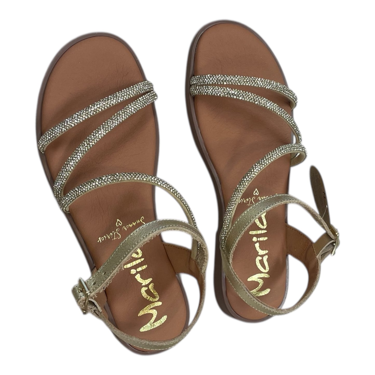 Marila gold leather flat sandals