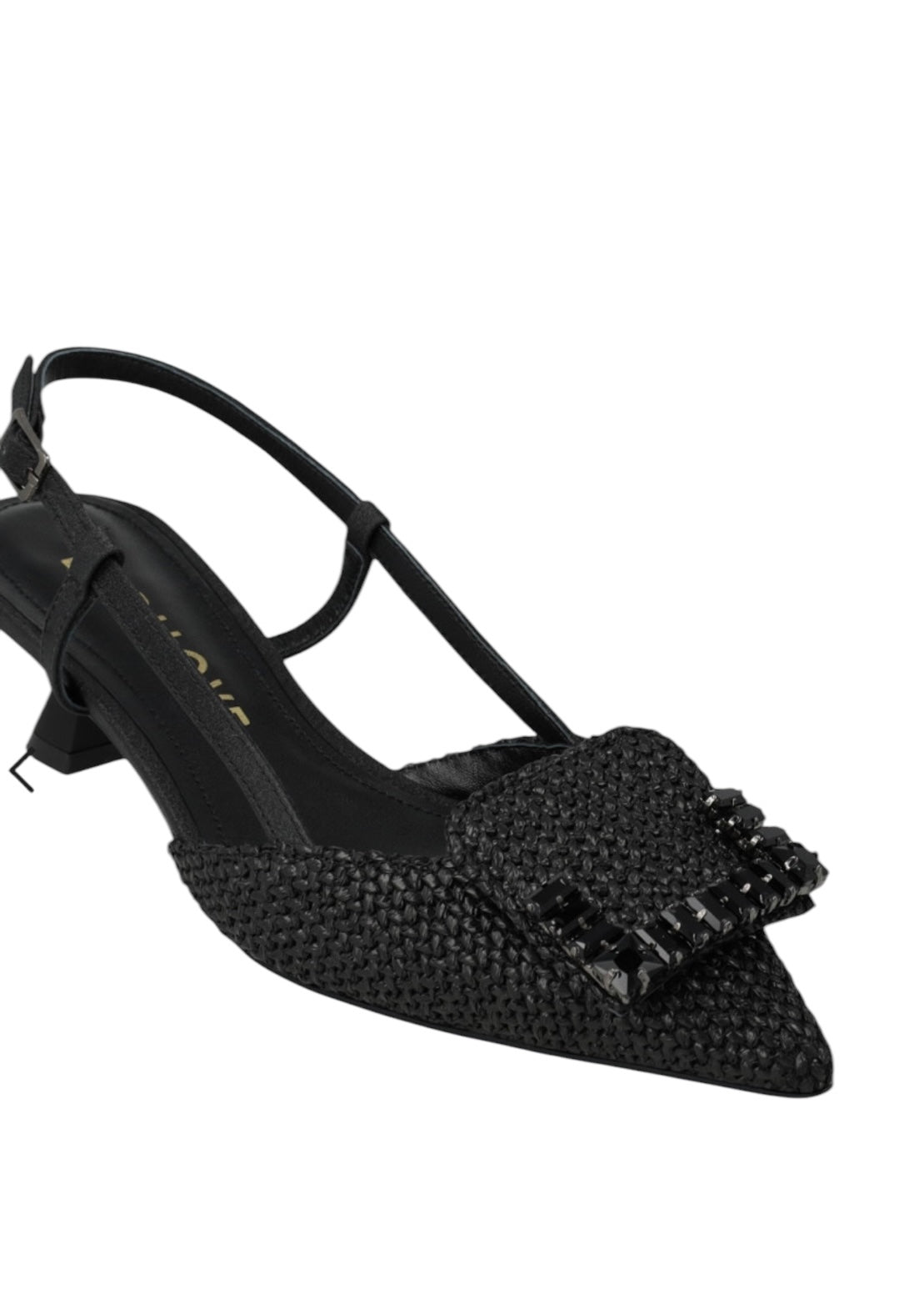 Lodi black raffia sling back