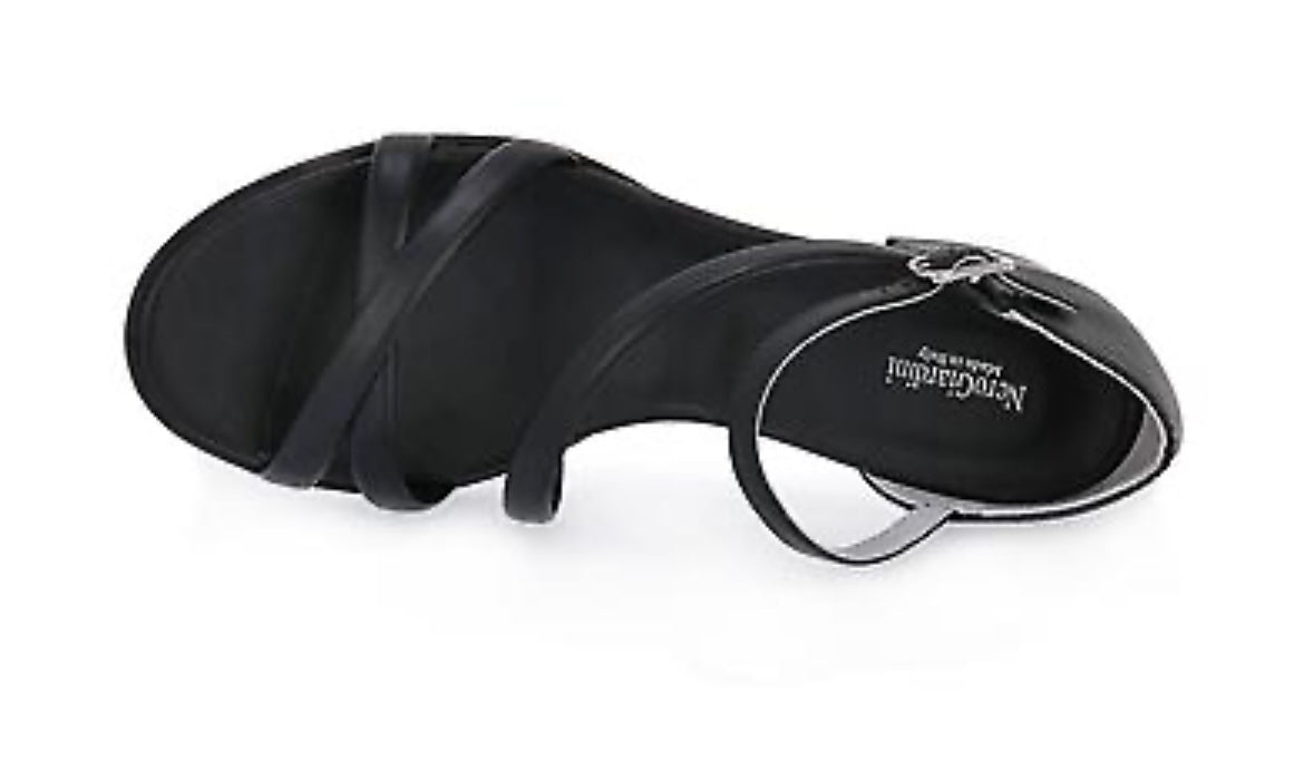 NeroGiardini black leather block heel sandals