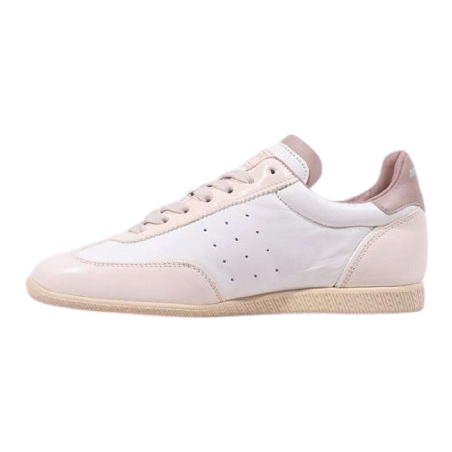 Another Trend  ivory and sky leather and suede retro sneakers