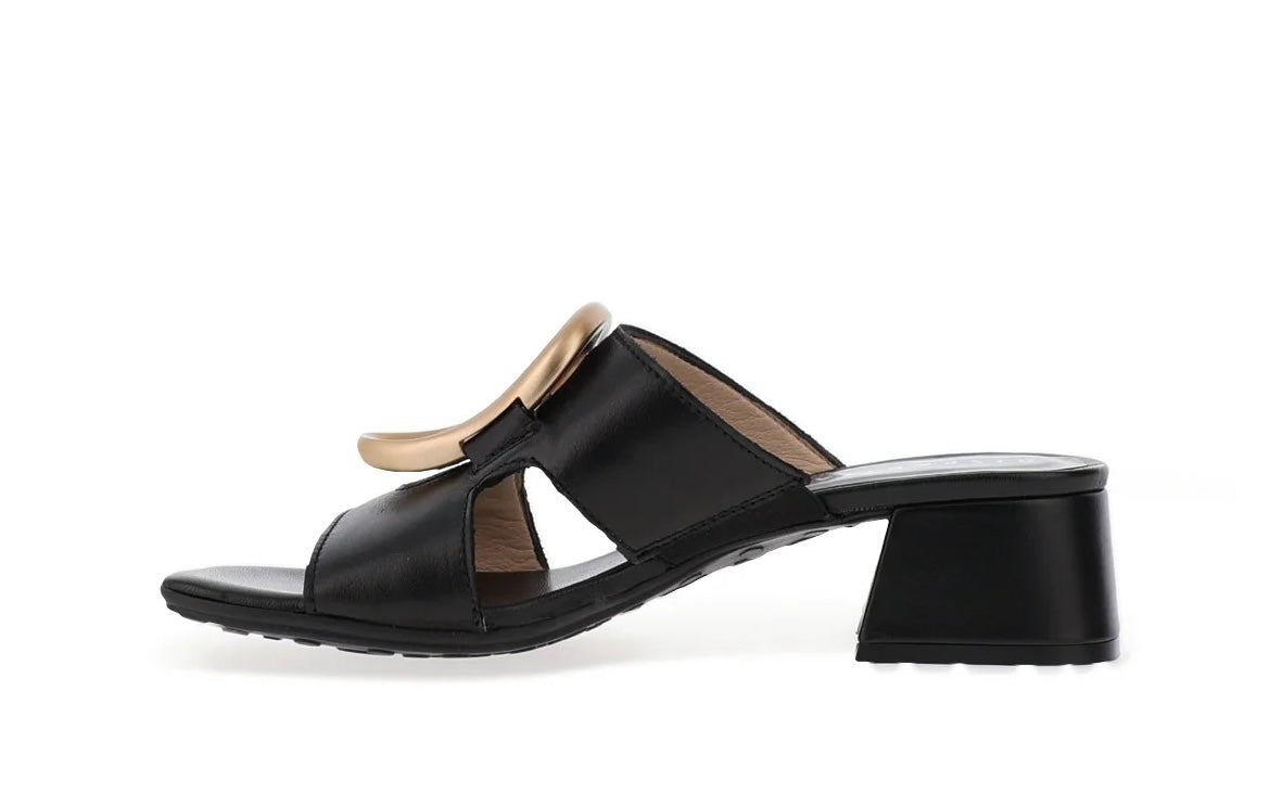 Hispanitas black leather heeled mules