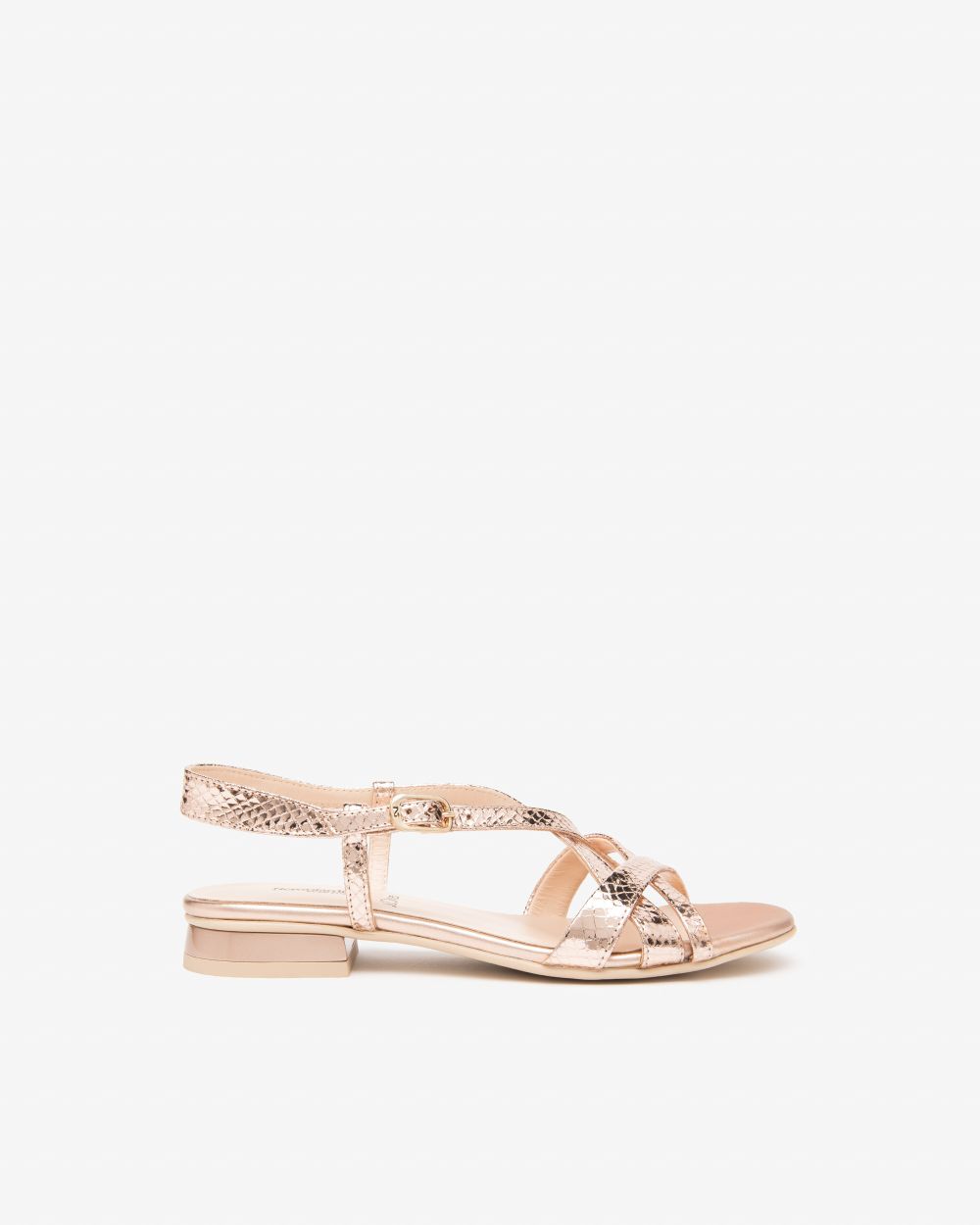 Nerogiardini metallic rose gold strapped sandals