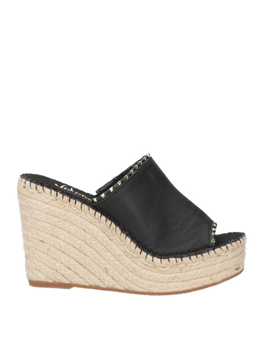 Vidoretta black leather wedge mules