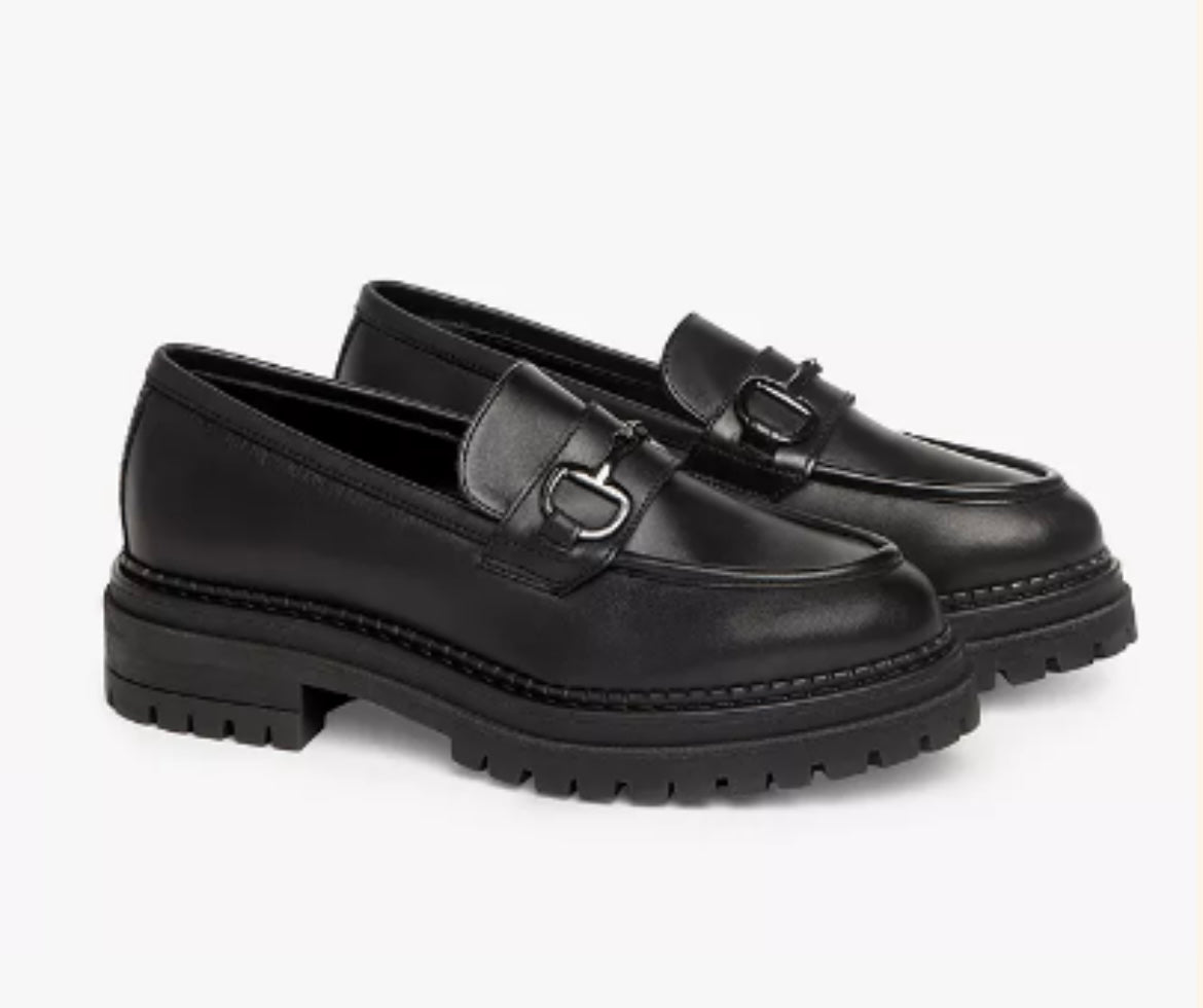 NeroGiardini black leather platform loafers