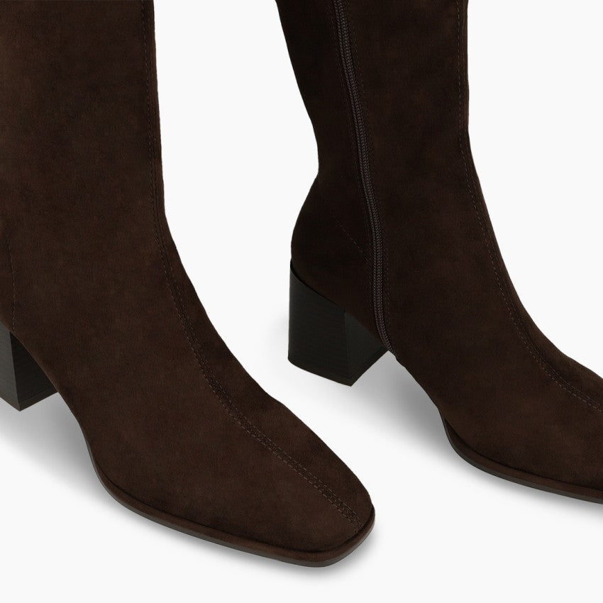 Lodi Halbor knee high brown stretch suede boots