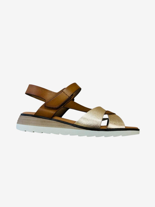 Marila rose gold and tan leather sandal