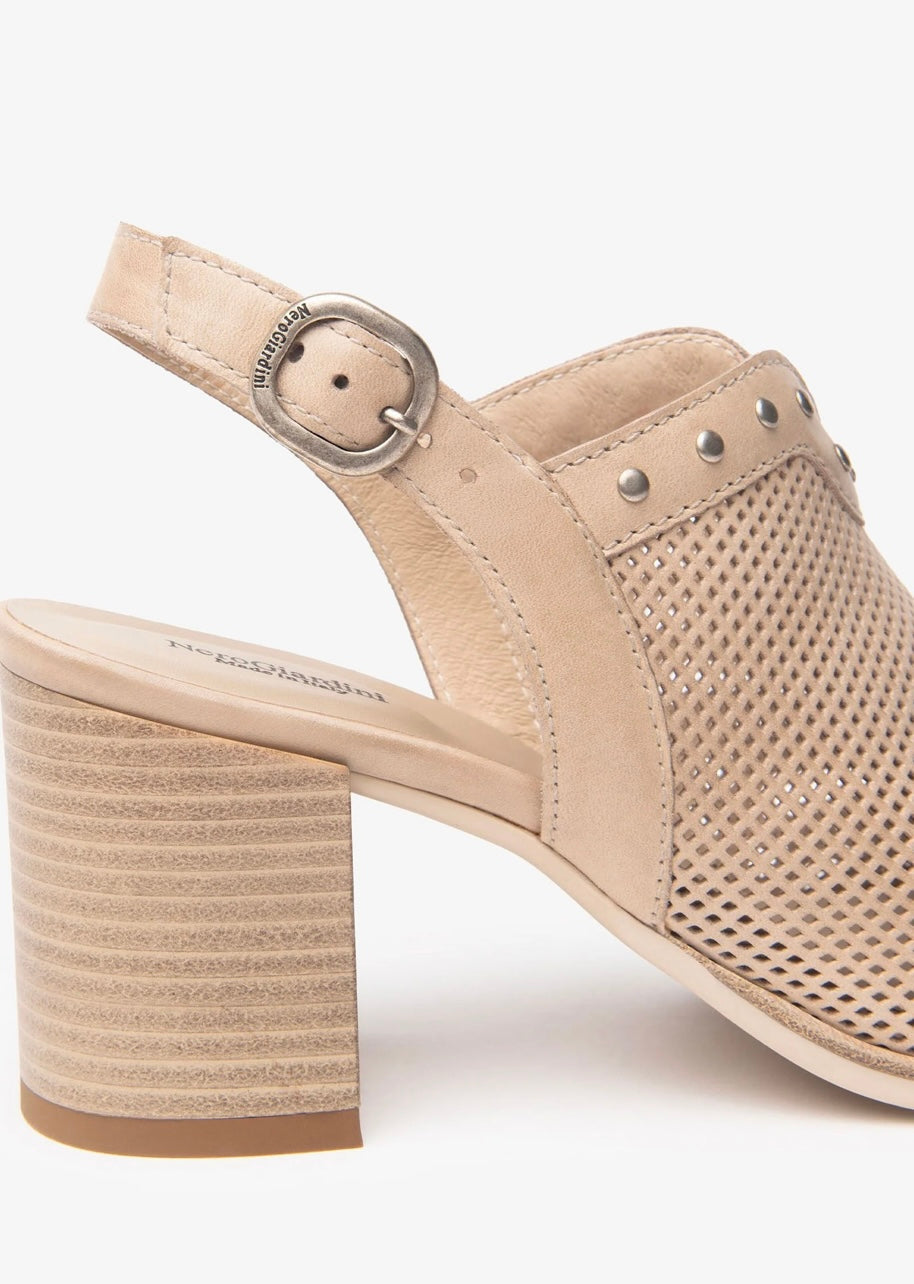 NeroGiardini taupe leather slingback sandals