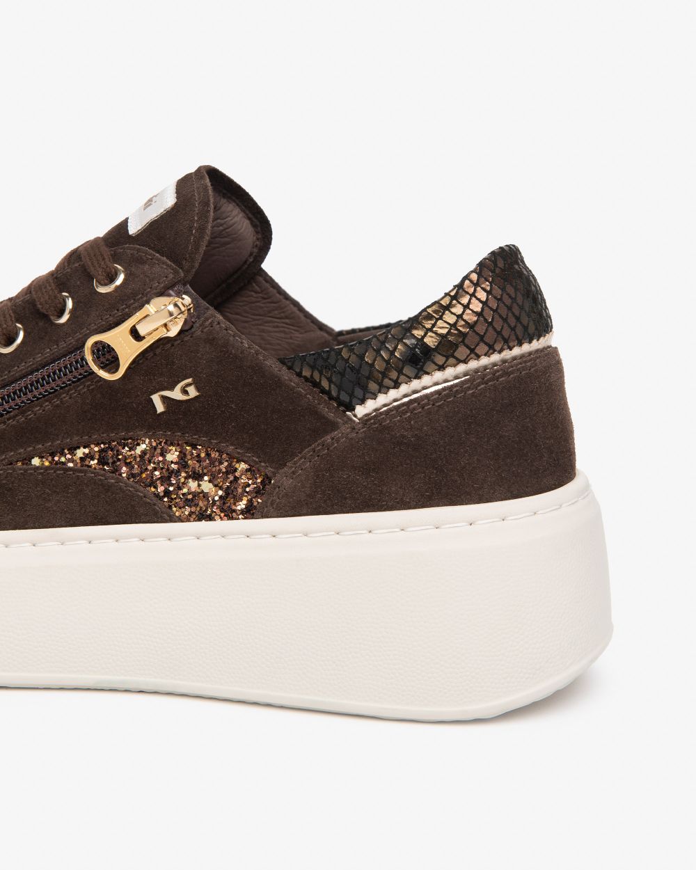 NeroGiardini brown suede platform sneaker