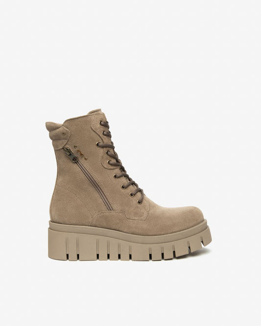 NeroGiardini beige suede combat boots