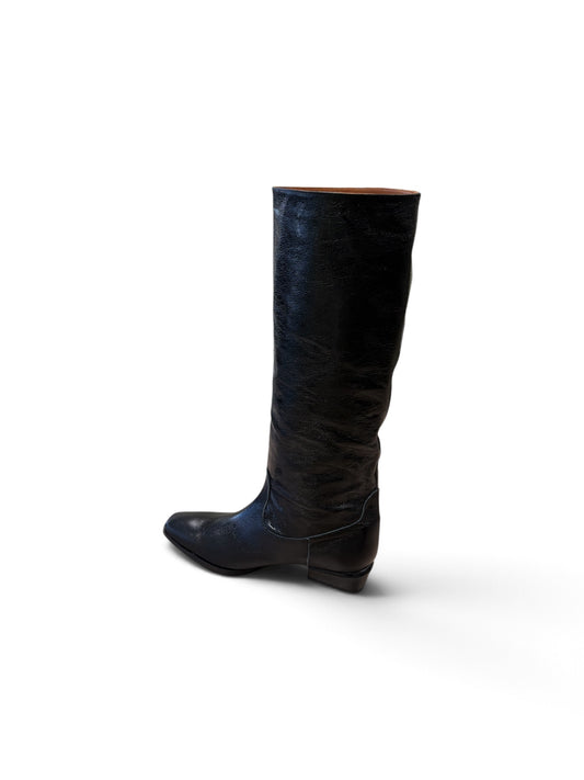 Marian soft patent black slouchy boots