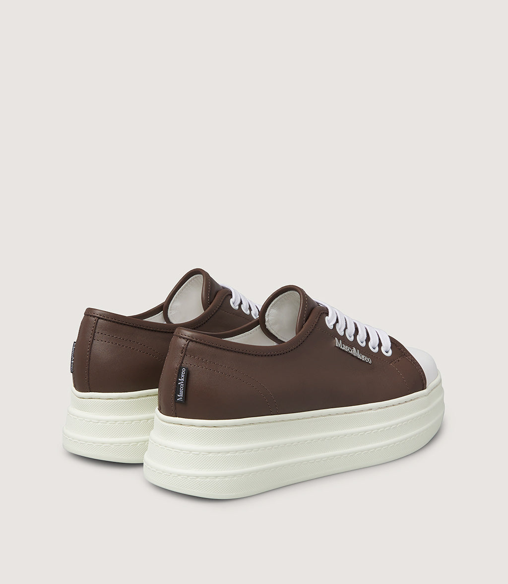 Marco Moreo brown leather platform sneaker