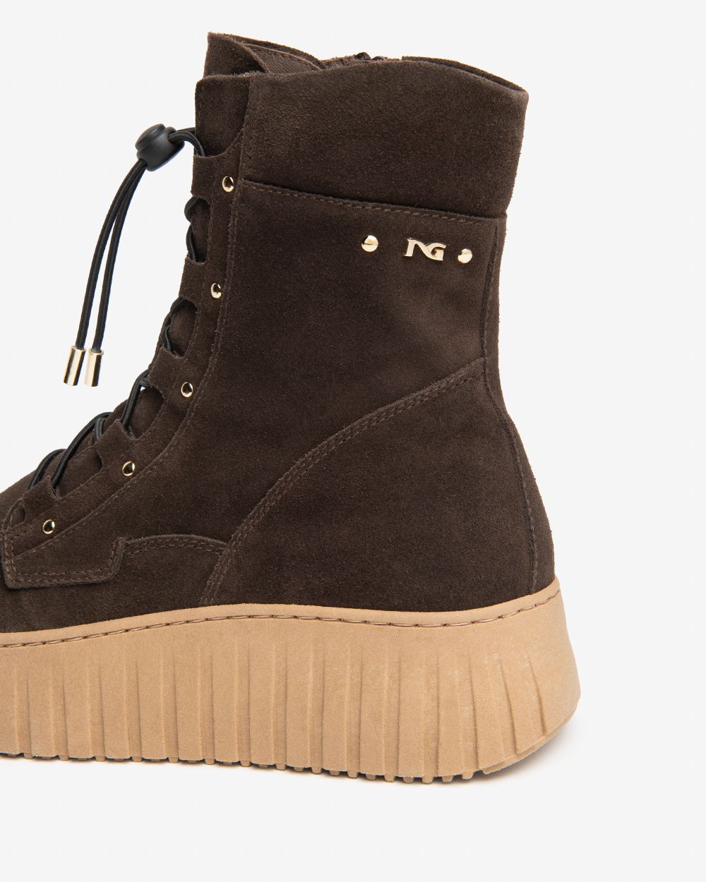 NeroGiardini brown suede platform wedge ankle boots