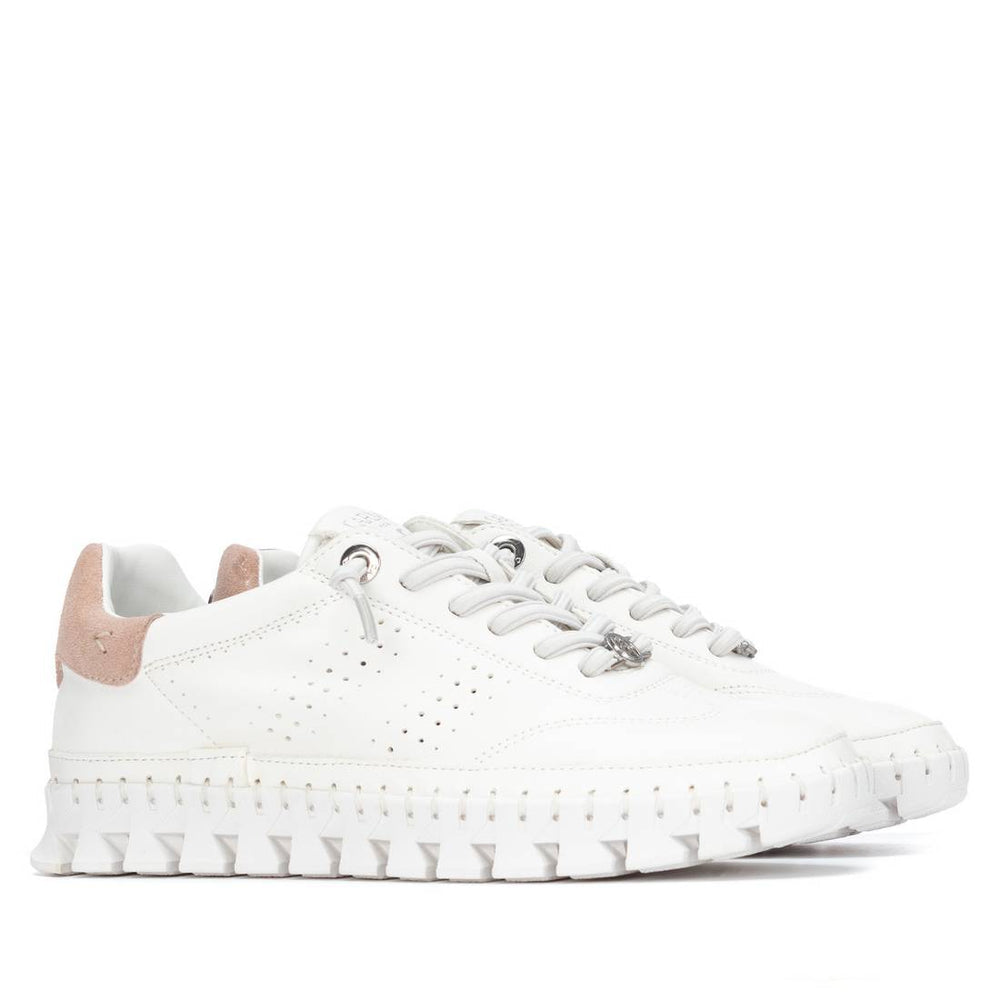 Carmela white and beige leather sneakers - Melissakshoes