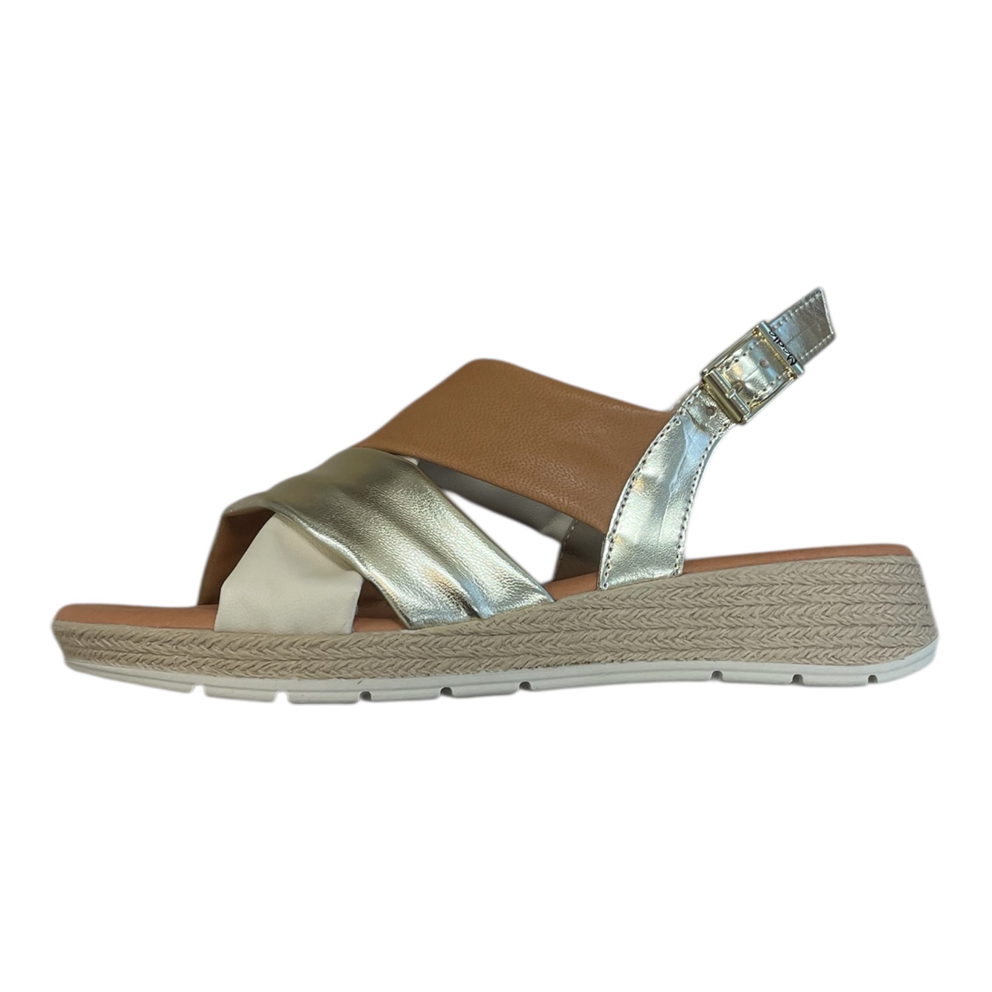 Marila tan gold and cream leather slingback sandal - Melissakshoes