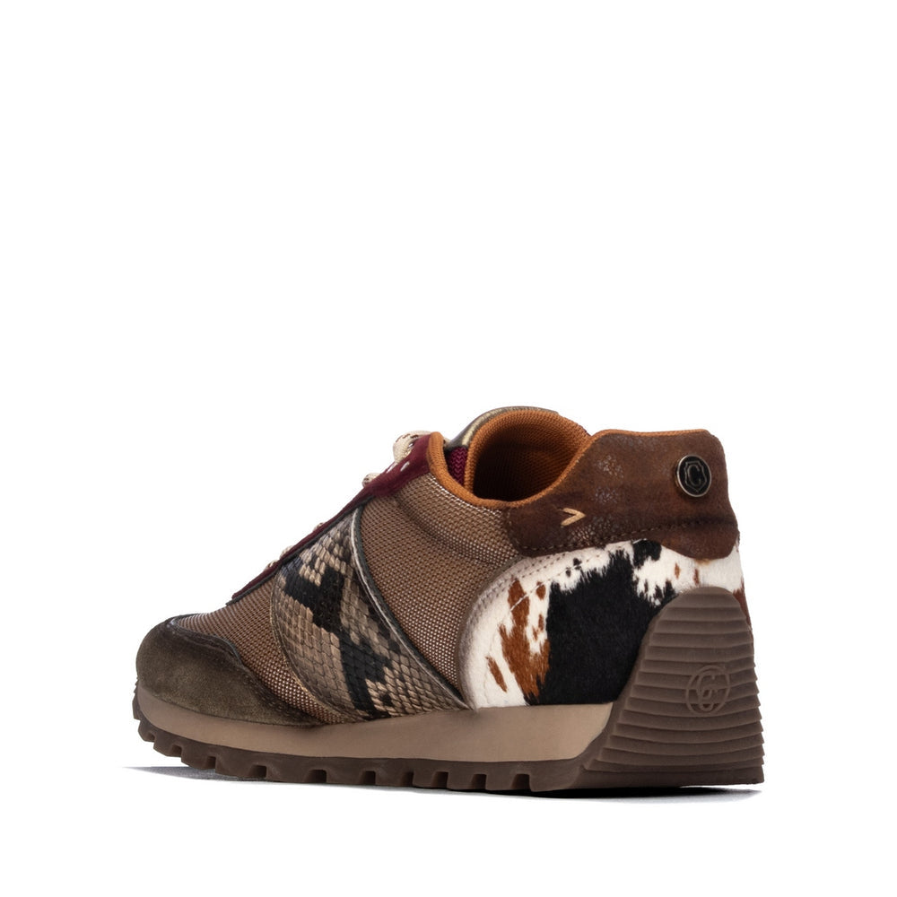 Carmela brown , taupe and burgundy leather sneakers