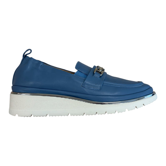 XSA blue leather wedge moccasins