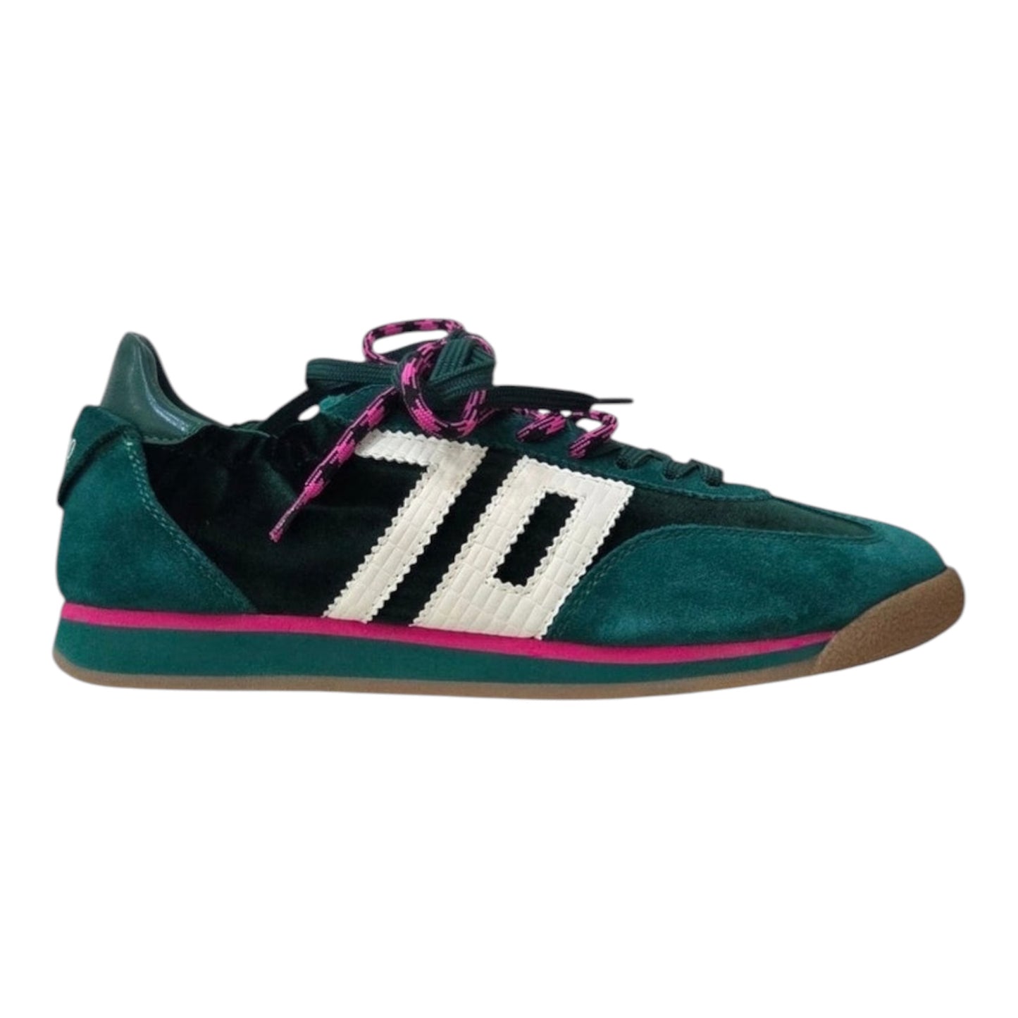 Back 70s green velvet and suede retro sneakers