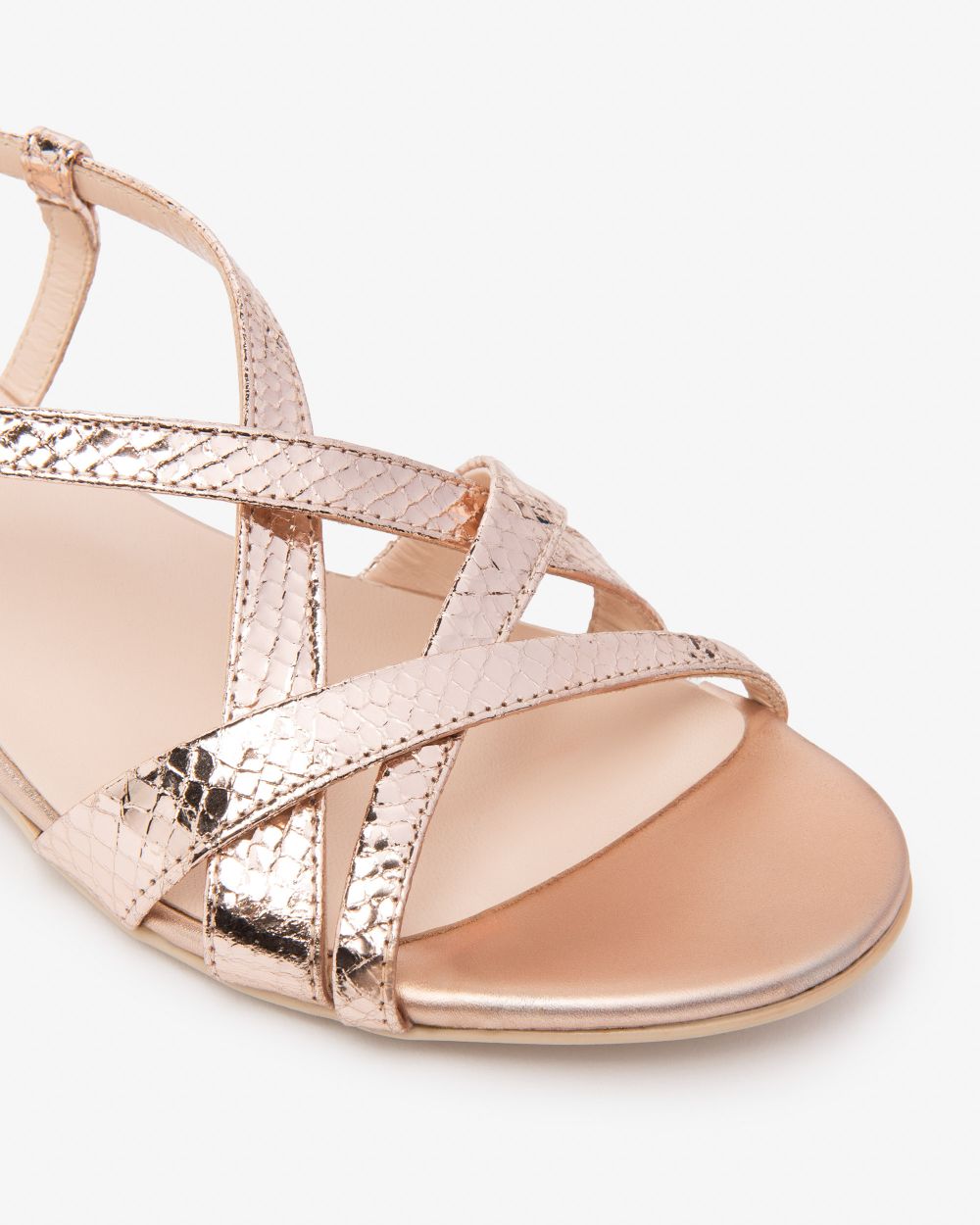 Nerogiardini metallic rose gold strapped sandals