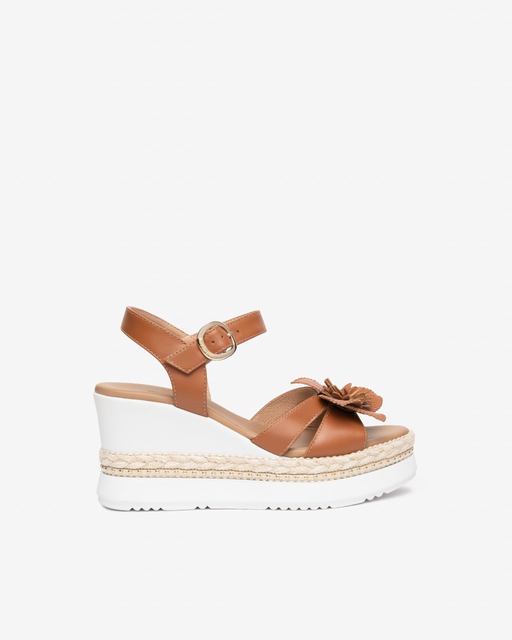 Nerogiardini tan leather wedge sandals