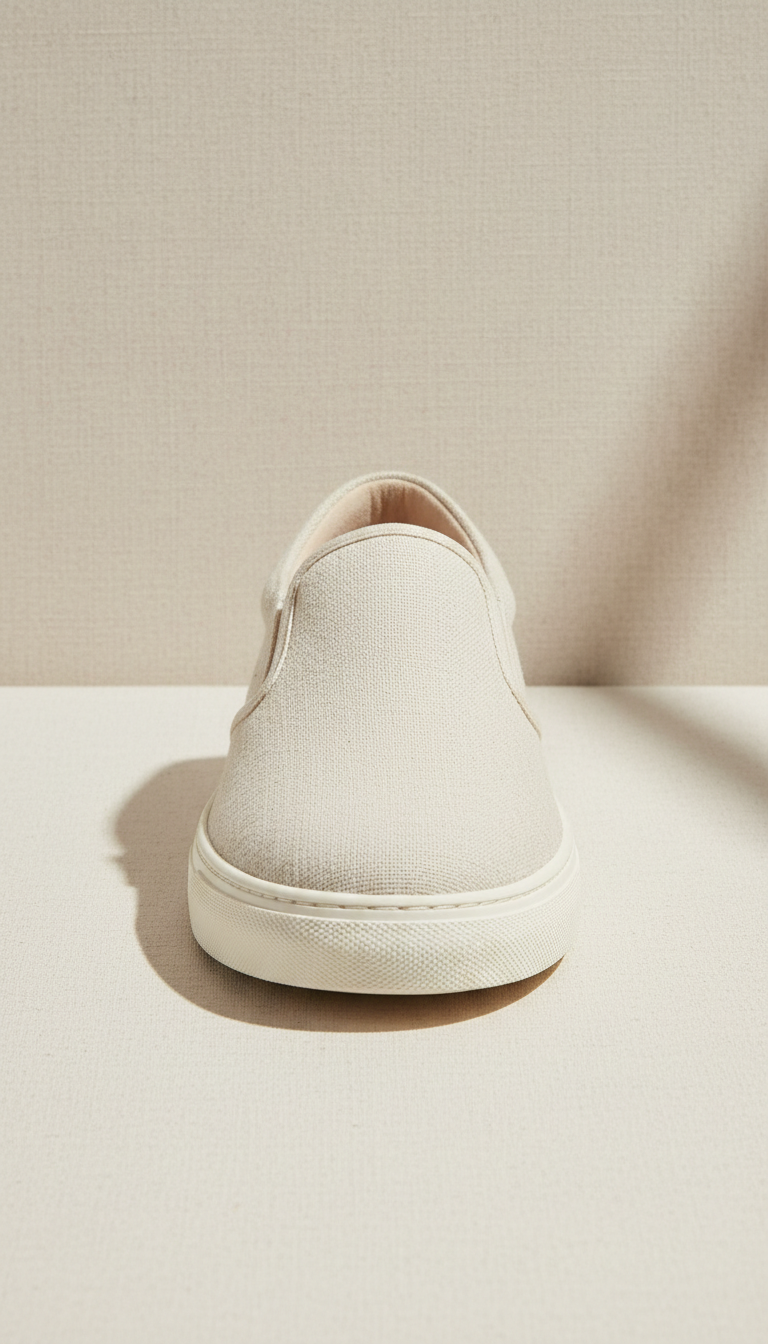 Cream Linen Slip-On Sneaker