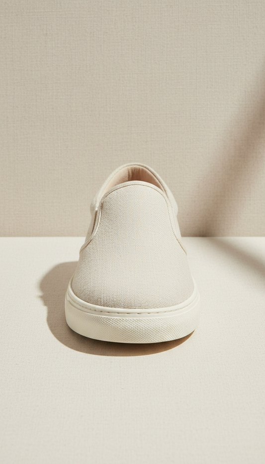 Cream Linen Slip-On Sneaker