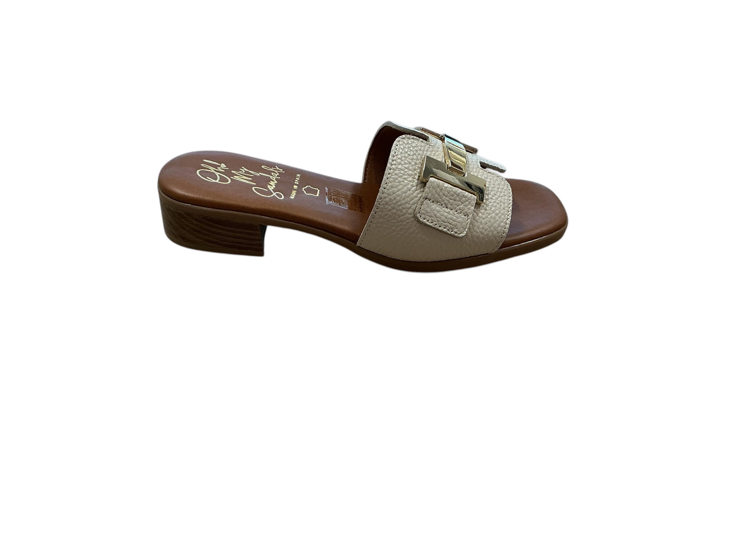 Oh My Sandals cream slide sandal