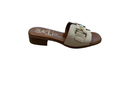 Oh My Sandals cream slide sandal