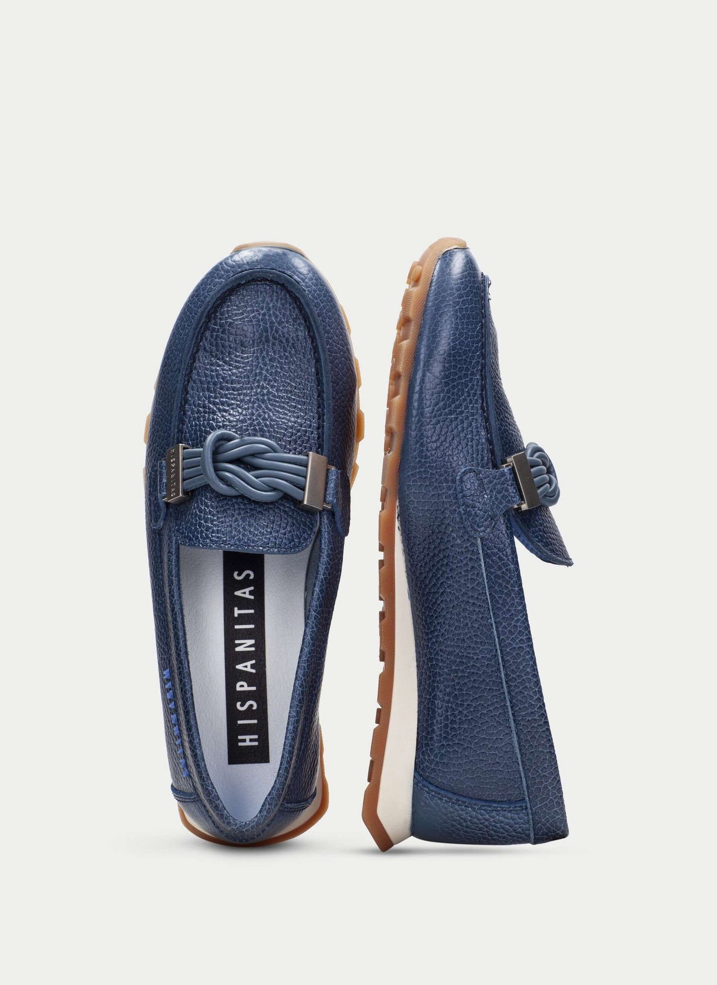 Hispanitas navy retro slip on leather loafers - Melissakshoes