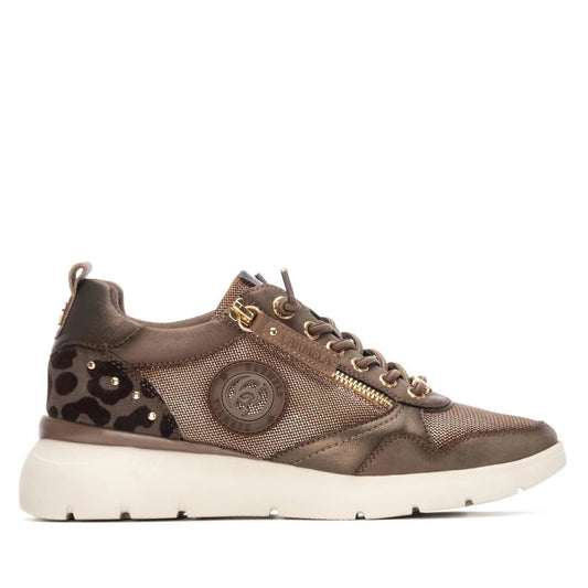 Carmela brown and leopard print leather platform sneakers