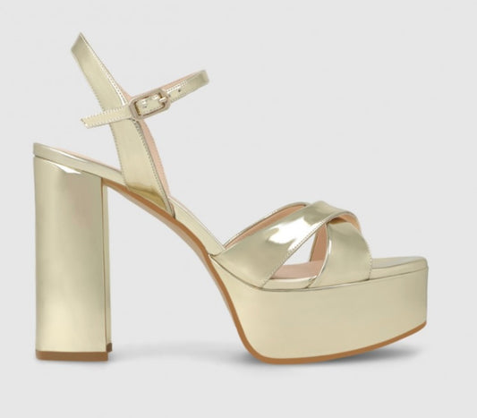 Lodi gold leather mirror effect platform sandal