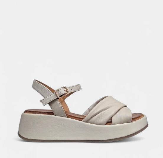 Repo beige leather platform sandals