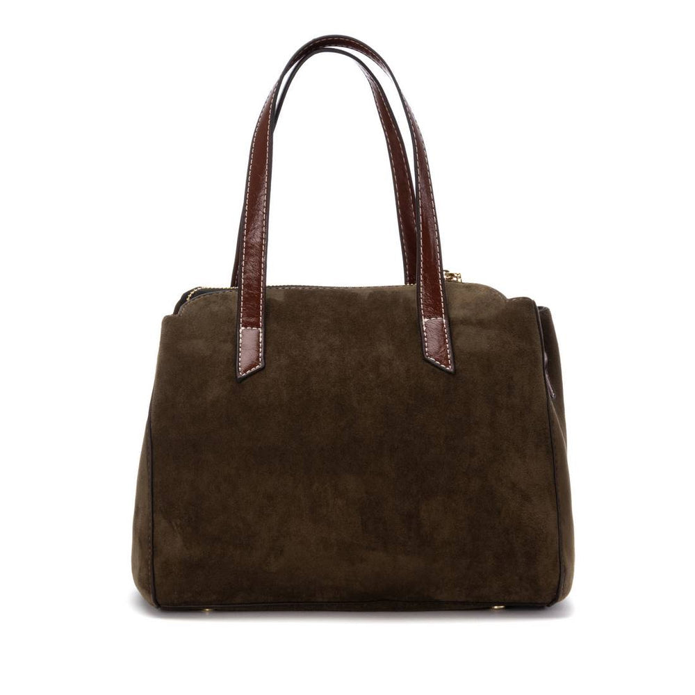 Carmela olive suede shoulder bag