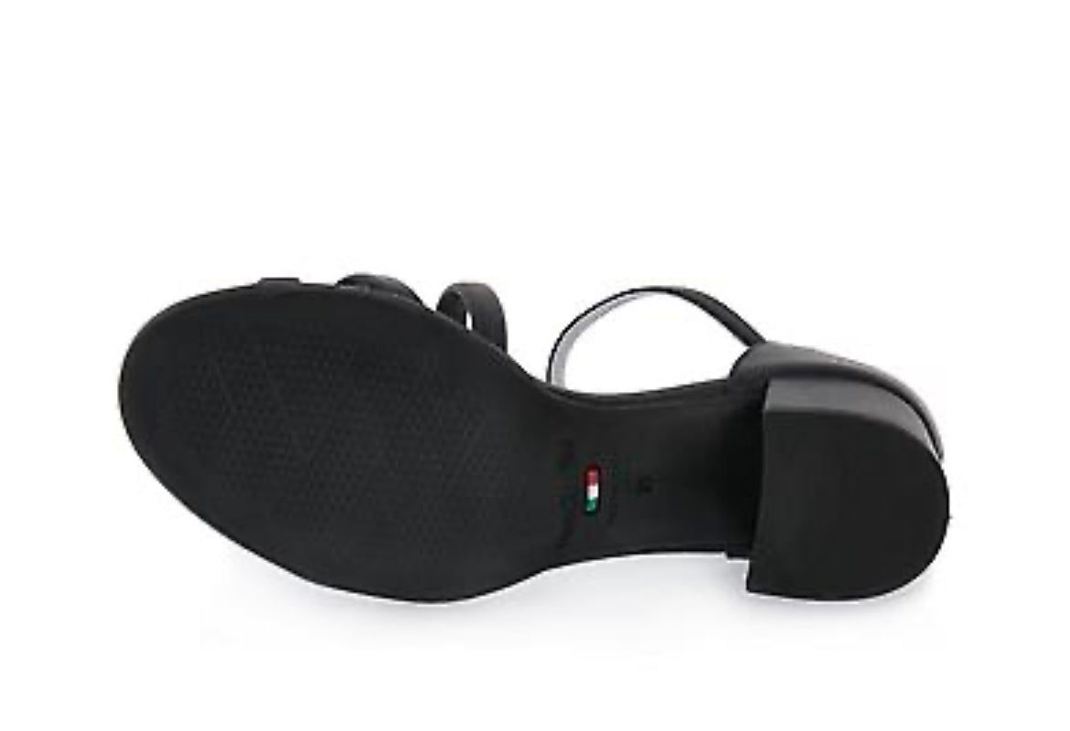 NeroGiardini black leather block heel sandals