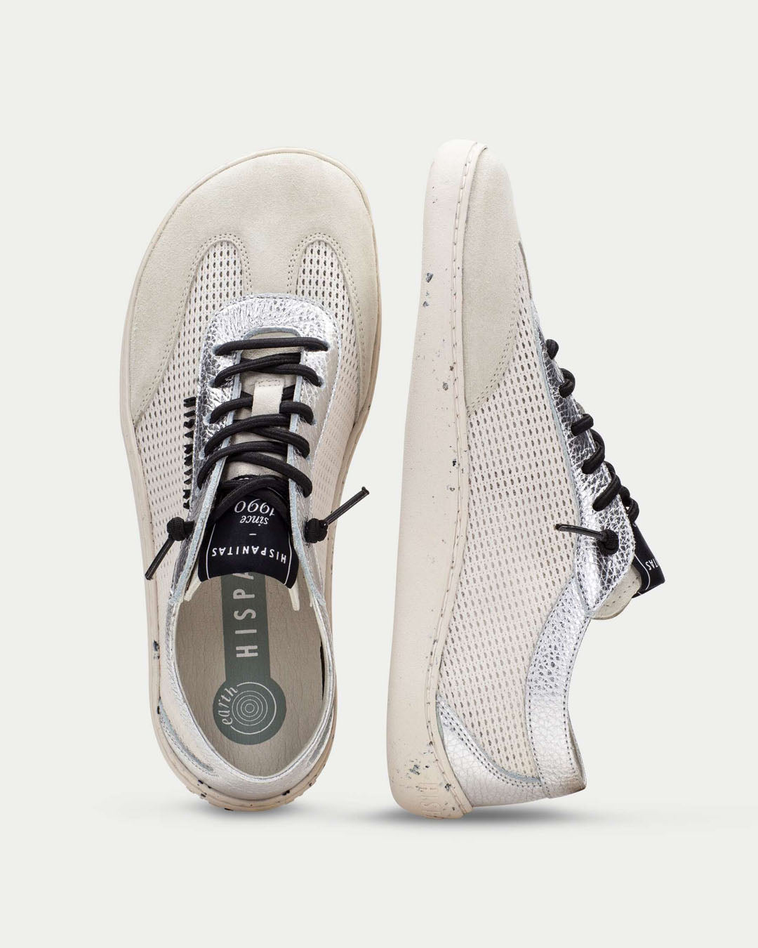 Hispanitas white and silver slip on barefoot earth runner