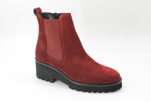 Paul Green wine suede Chelsea ankle boots