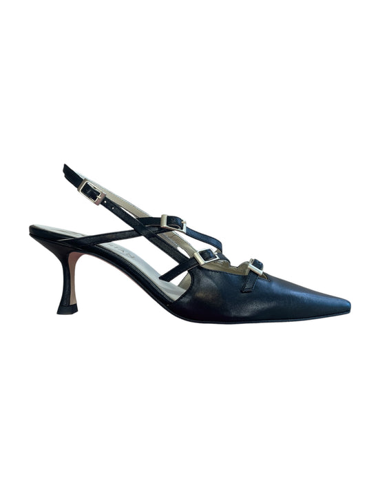 Marian black leather slingbacks