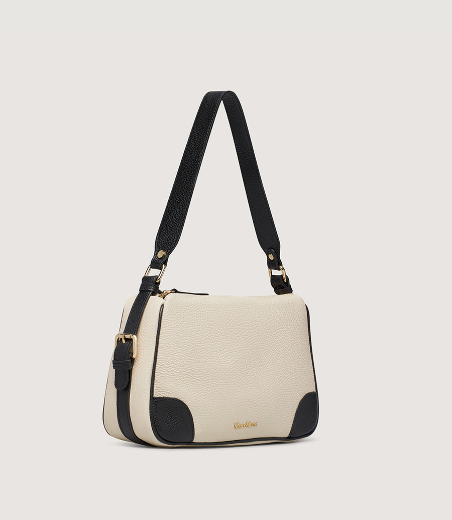 Marco Moreo cream and black leather shoulder bag