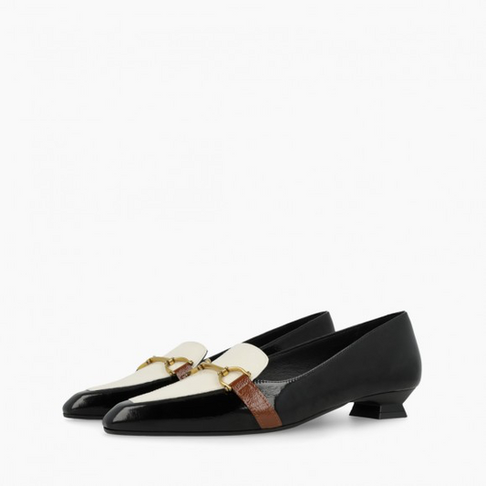 Lodi dressy patent loafer - black,cream & tan