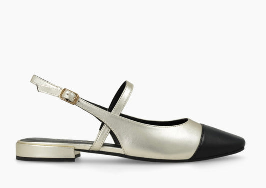 Lodi gold and black leather slingback ballerina flats
