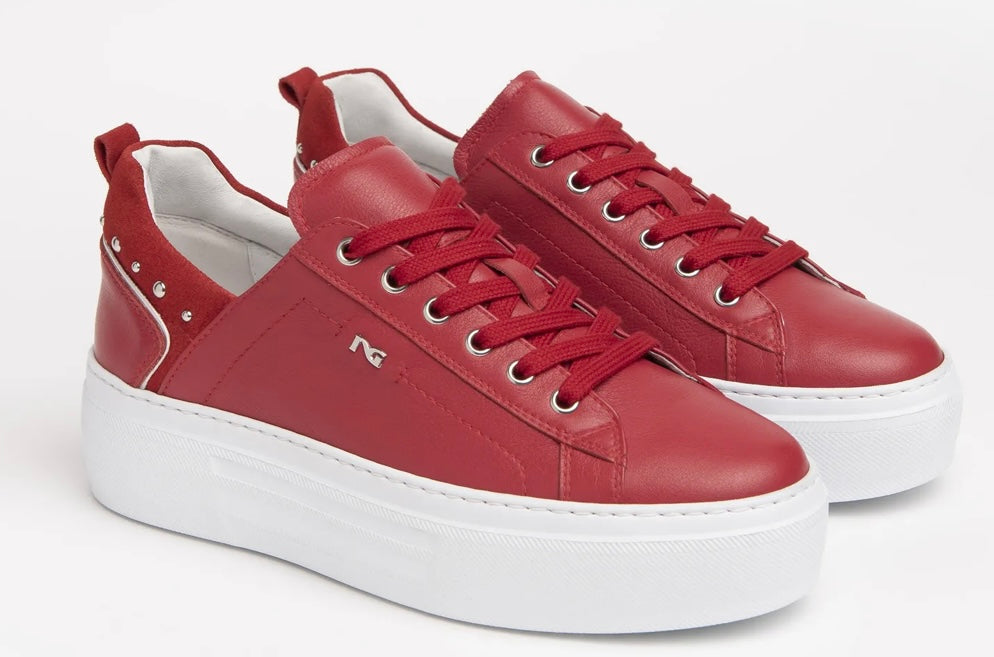 NeroGiardini red leather platform sneakers