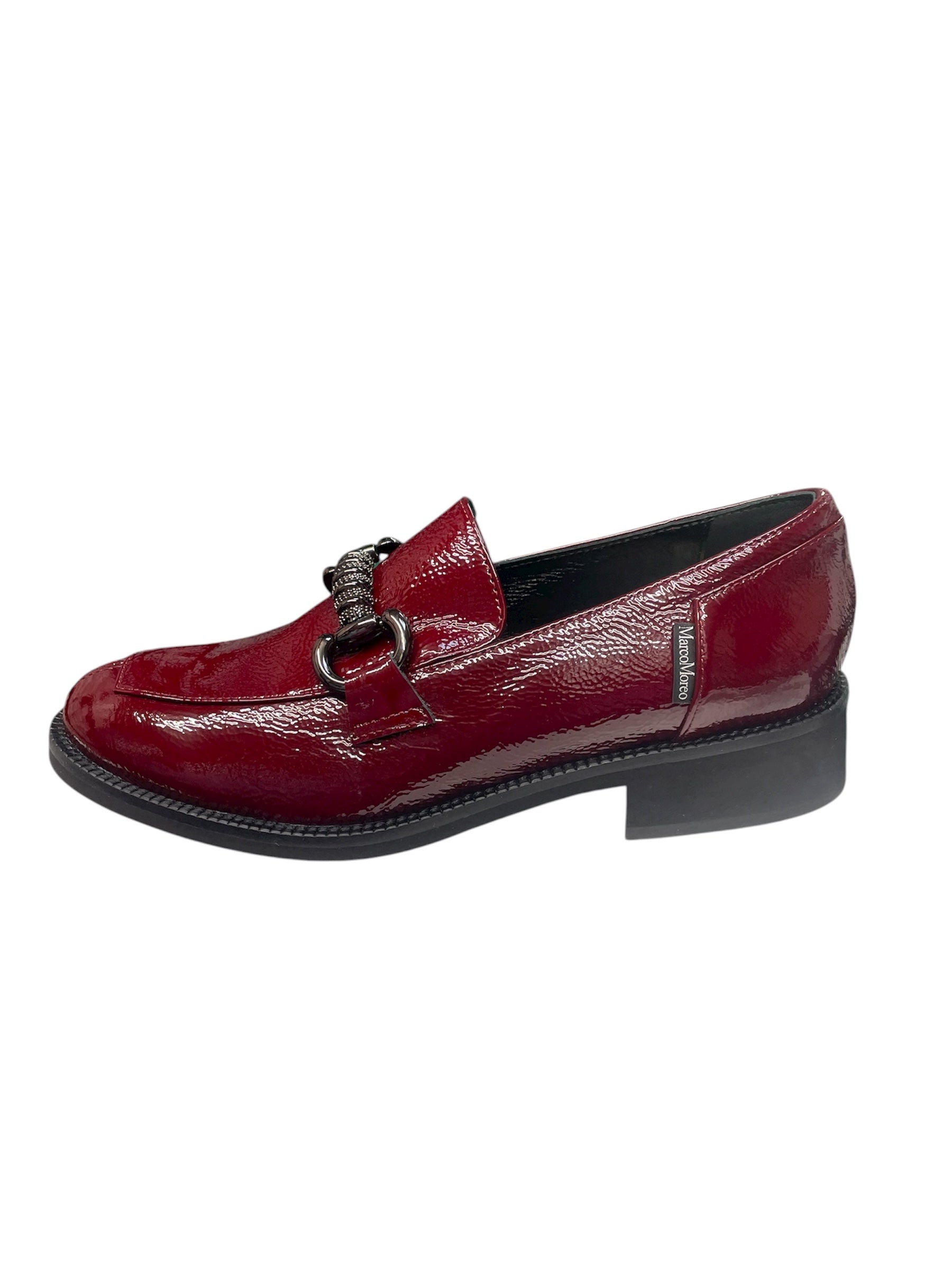 Marco Moreo burgundy red patent leather slip on loafers - Melissakshoes