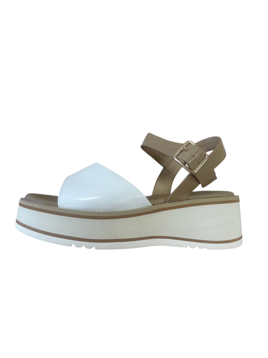Repo white leather platform sandals
