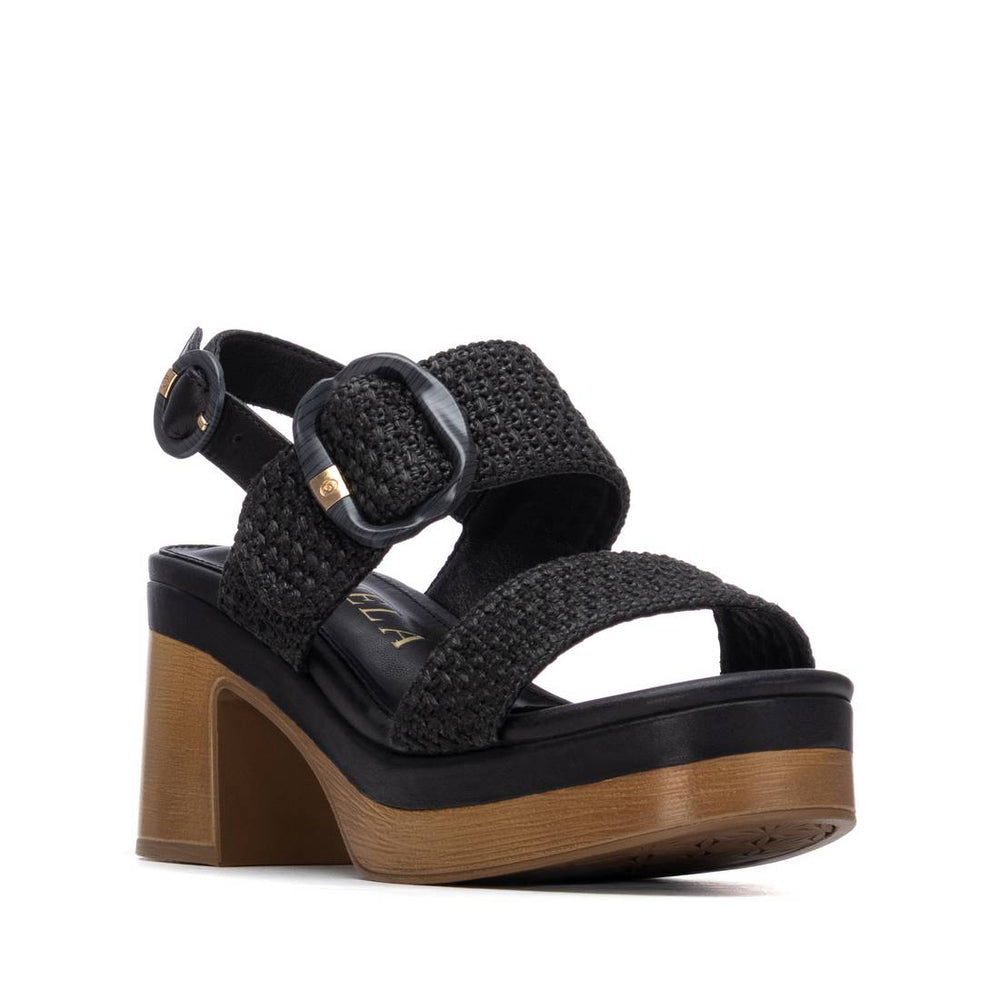 Carmela black raffia slingback sandals with block heel