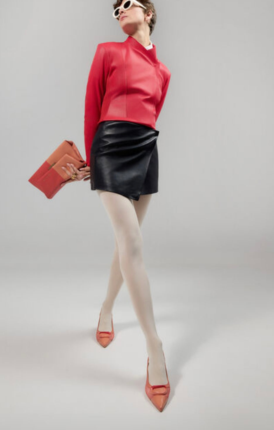 Hispanitas coral leather shoulder bag in two tone design