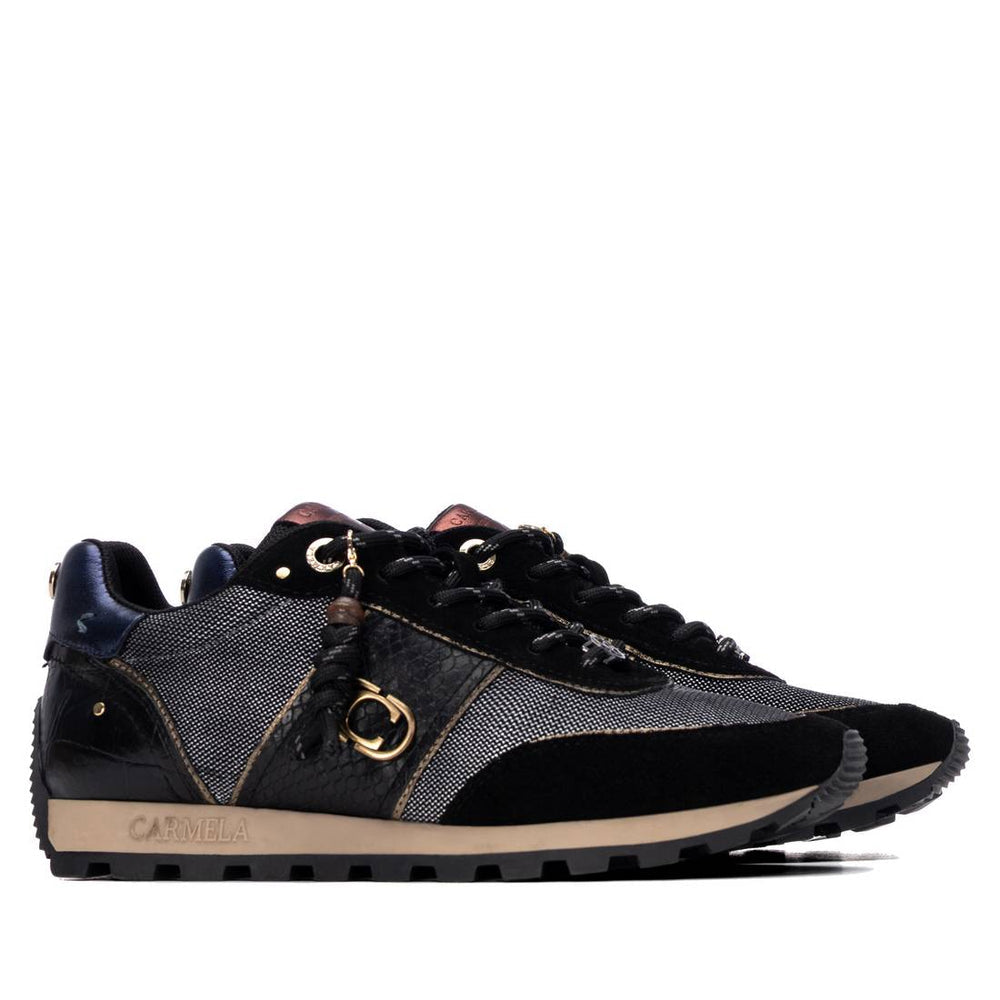 Carmela black leather and suede sneakers
