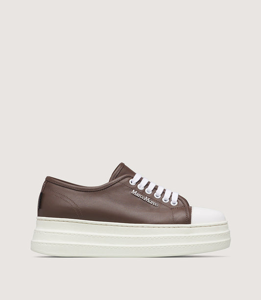 Marco Moreo brown leather platform sneaker