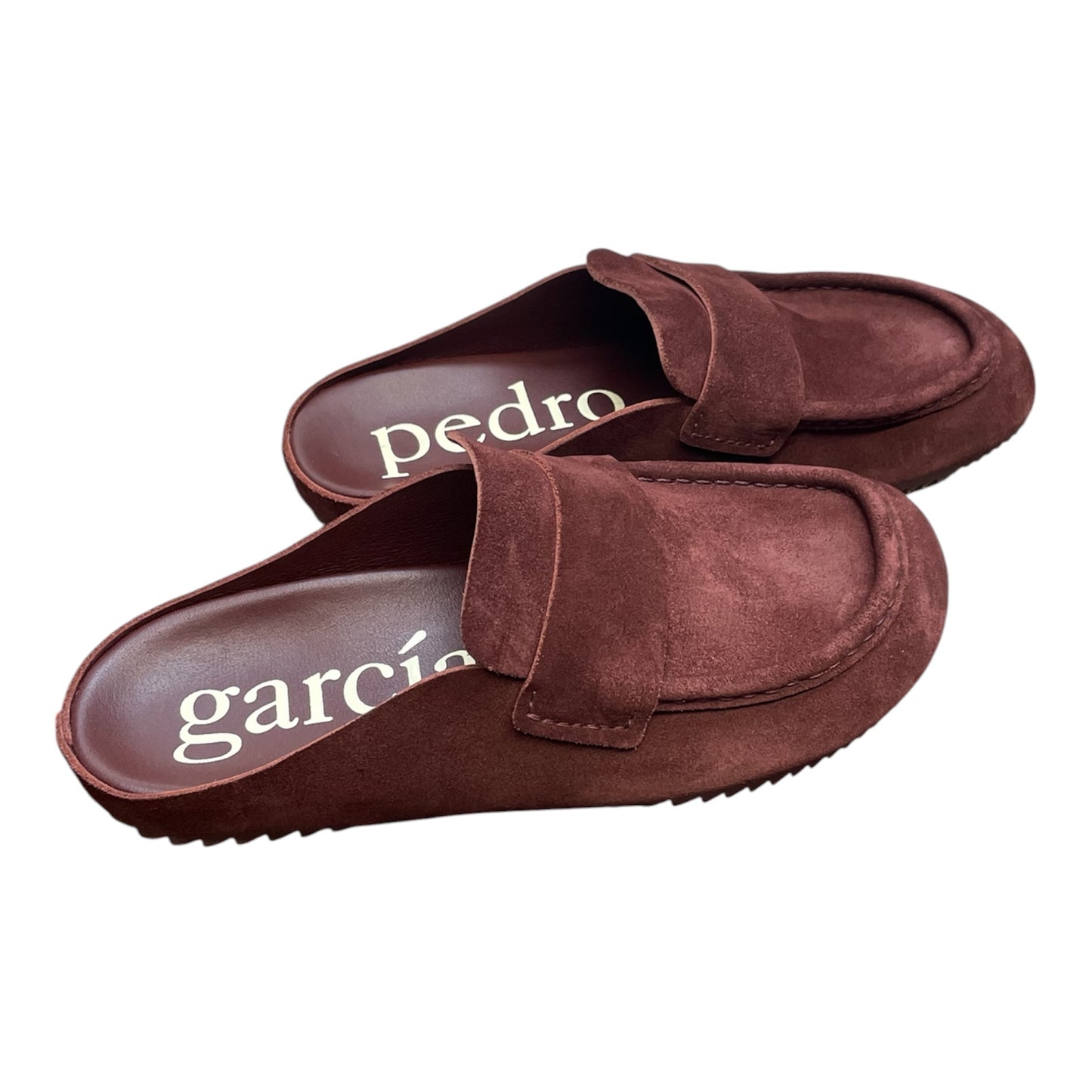 Pedro García burgundy suede mules