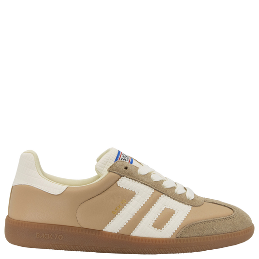 Back 70 beige leather and suede sneakers