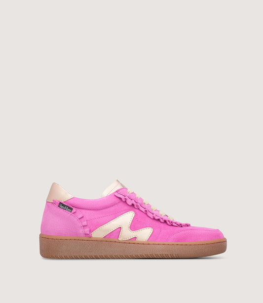 Marco Moreo pink and gold suede sneakers